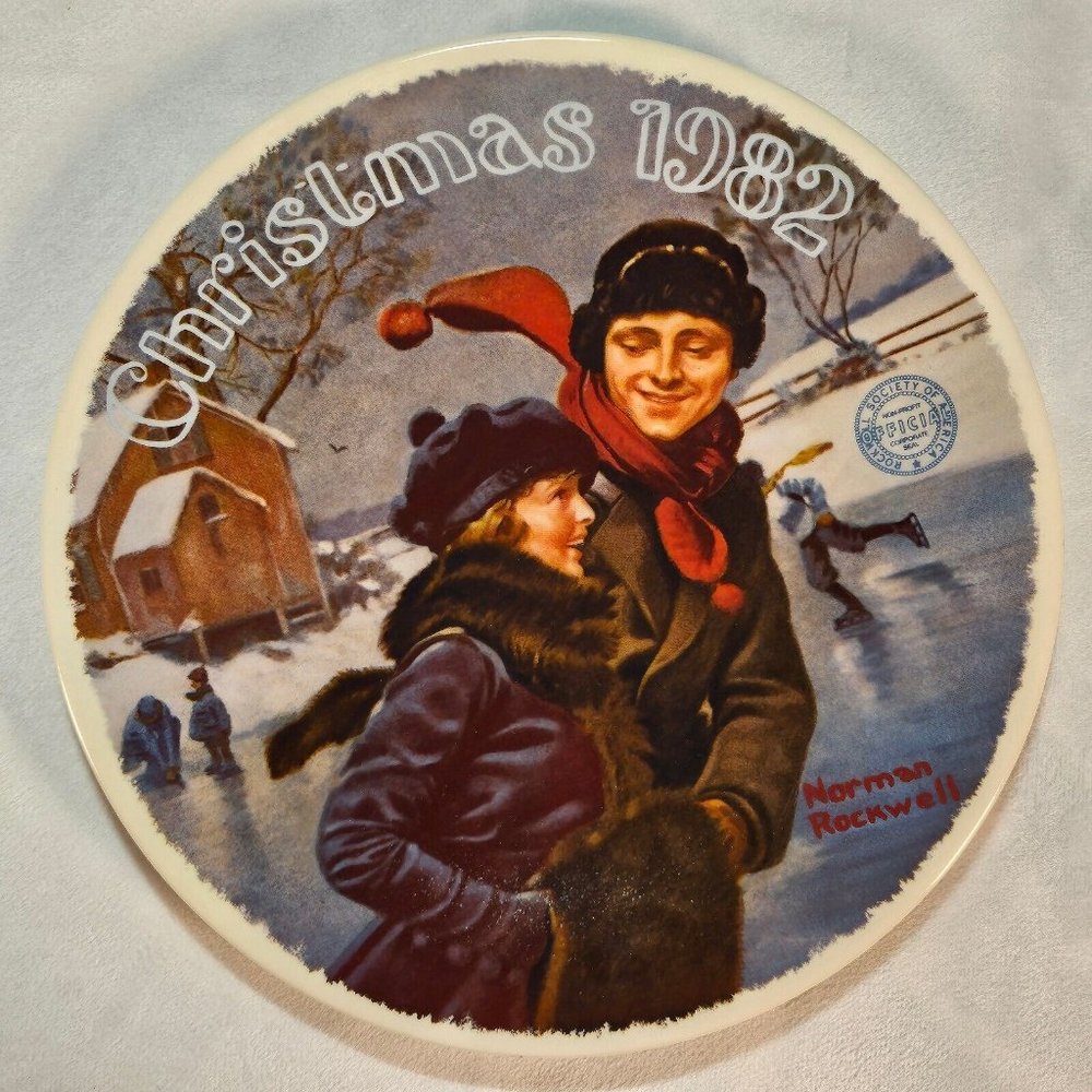 Vintage Norman Rockwell Christmas Courtship 1982 Collectors Plate COA - NIB MINT